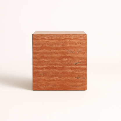 Block Side Table - Red Travertine