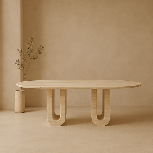 Mediterranean Ovale Dining Table - Travertine