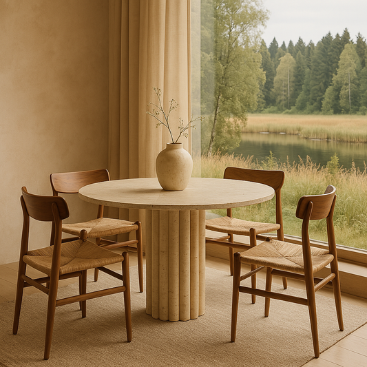 Ripple Round Dining Table - Travertine