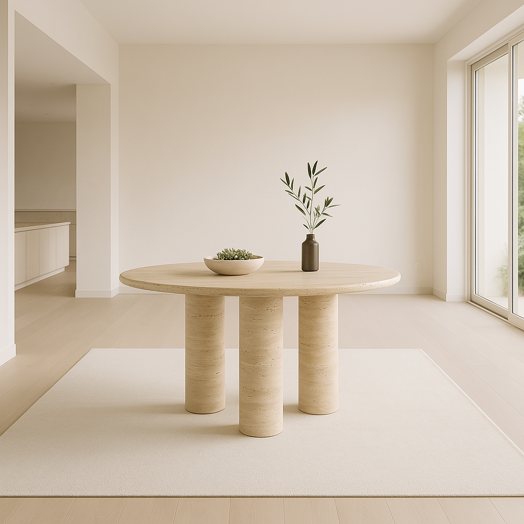 Sicily Round Dining Table - Travertine