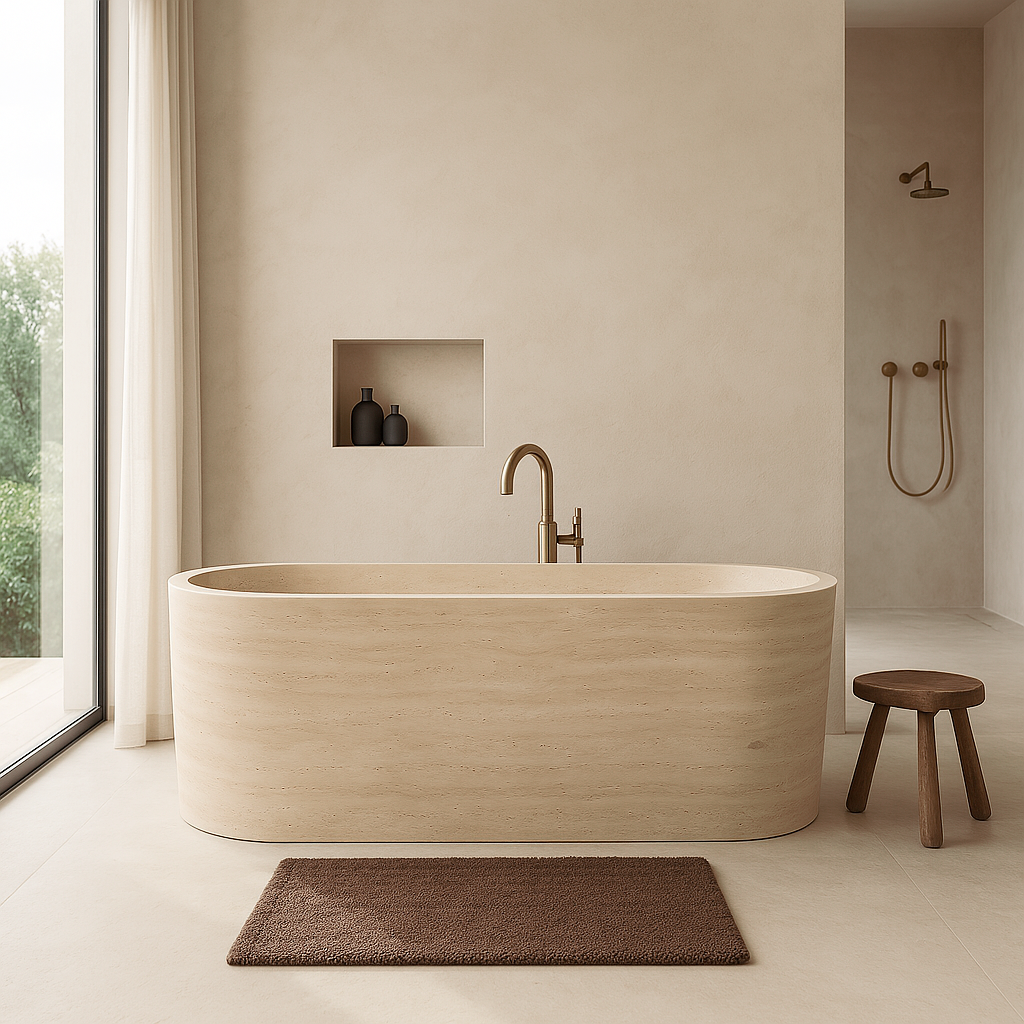 Ovalo Bathtub - Travertine
