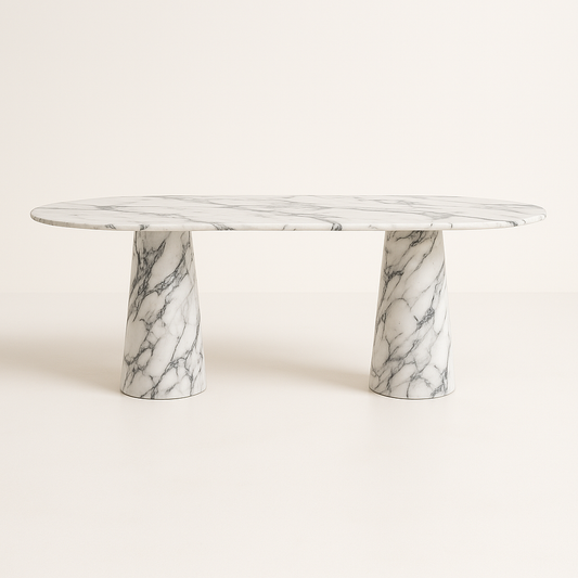 Cone Elegance Ovale Dining Table - Marble Calacatta