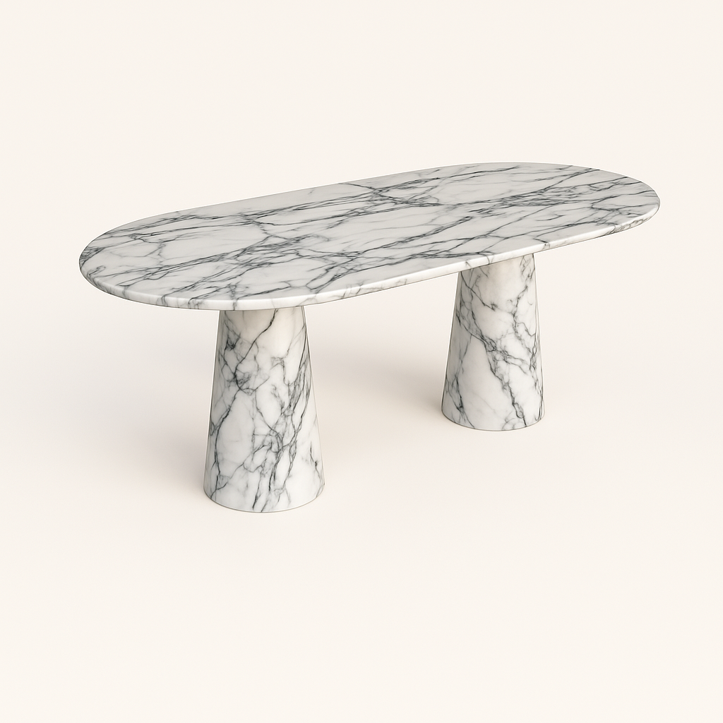 Cone Elegance Ovale Dining Table - Marble Calacatta