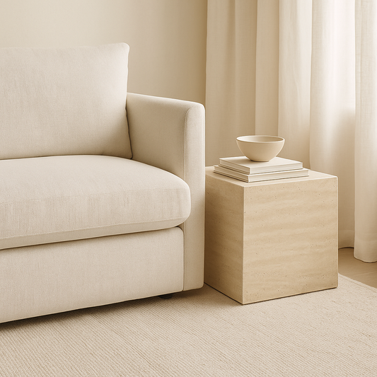 Block Side Table - Travertine