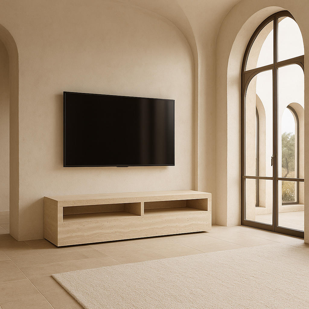 Studio TV Console Table - Travertine