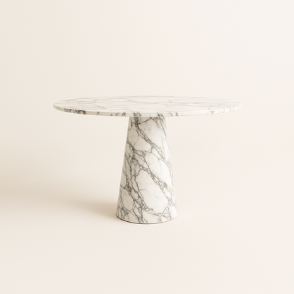 Cone Elegance Round Dining Table - Marble Calacatta