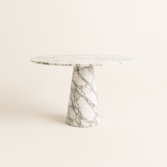 Cone Elegance Round Dining Table - Marble Calacatta