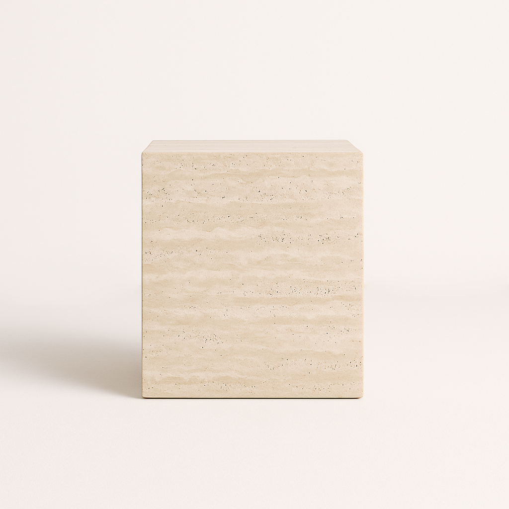 Block Side Table - Travertine