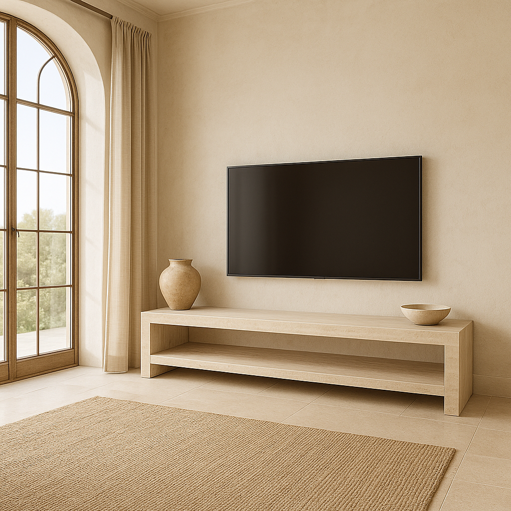 Travana TV Console Table - Travertine
