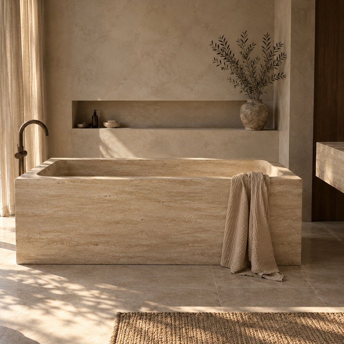 Forma Bloc Bathtub - Travertine